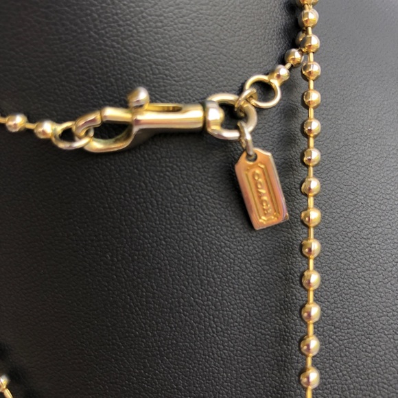 Coach Logo Gold Heart Locket Necklace with Attached Stone - Picture 8 of 8